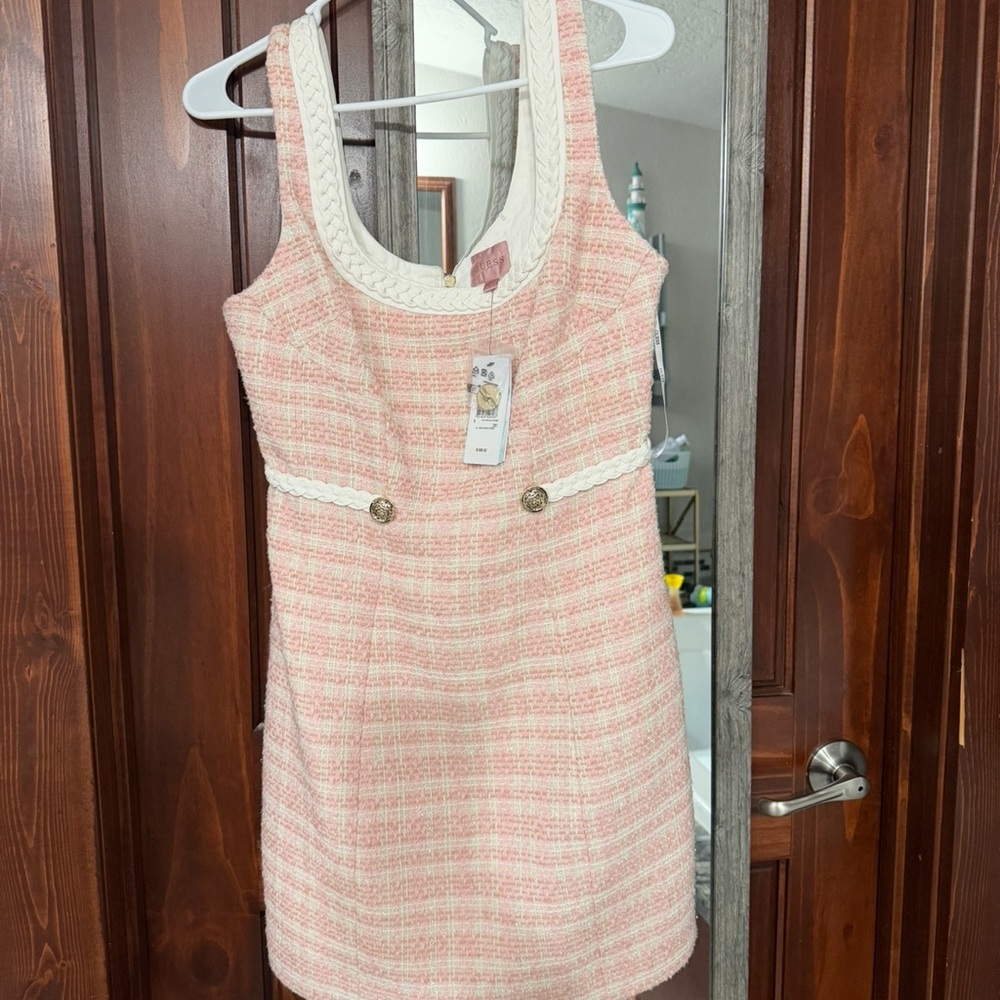 Guess Pink and Cream Tweed Dress